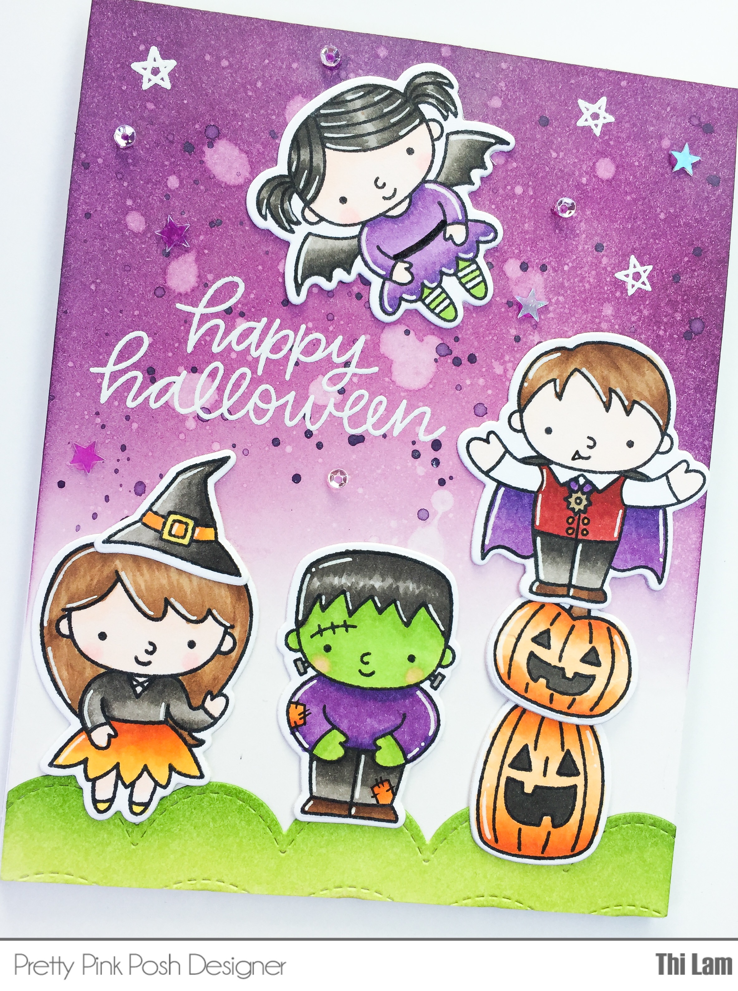 Handmade Halloween card with Pretty Pink Posh Trick or Treat Friends
